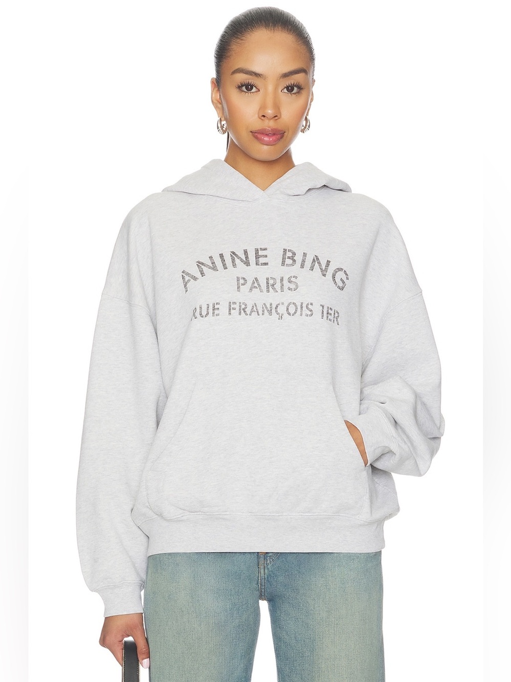 NWT ANINE Bing Harvey Sweatshirt Paris Stencil in Heather Grey
